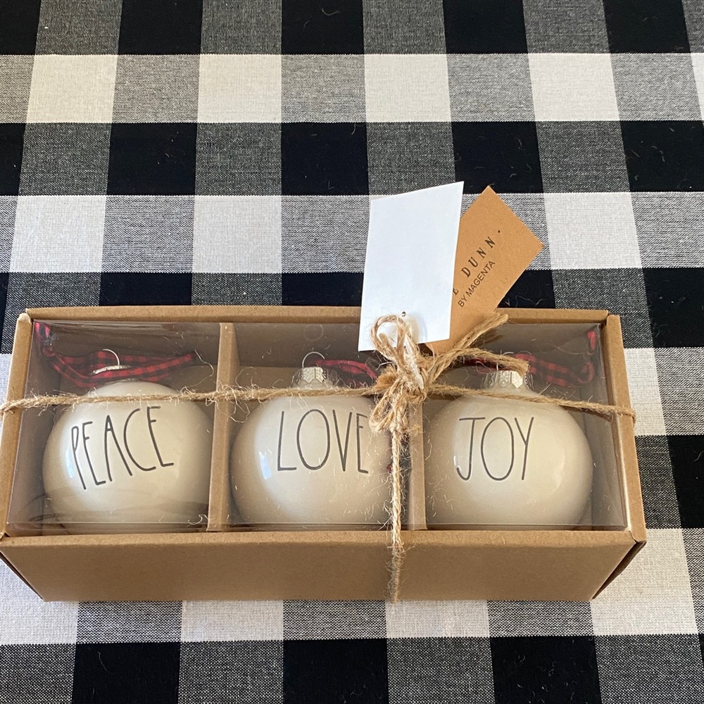 Rae Dunn Cream Holiday Ornament Trio